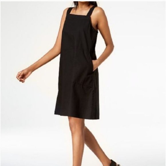 Eileen Fisher Women's XL Black Organic Cotton Tank Apron Dress Side Zip closure - Picture 2 of 10